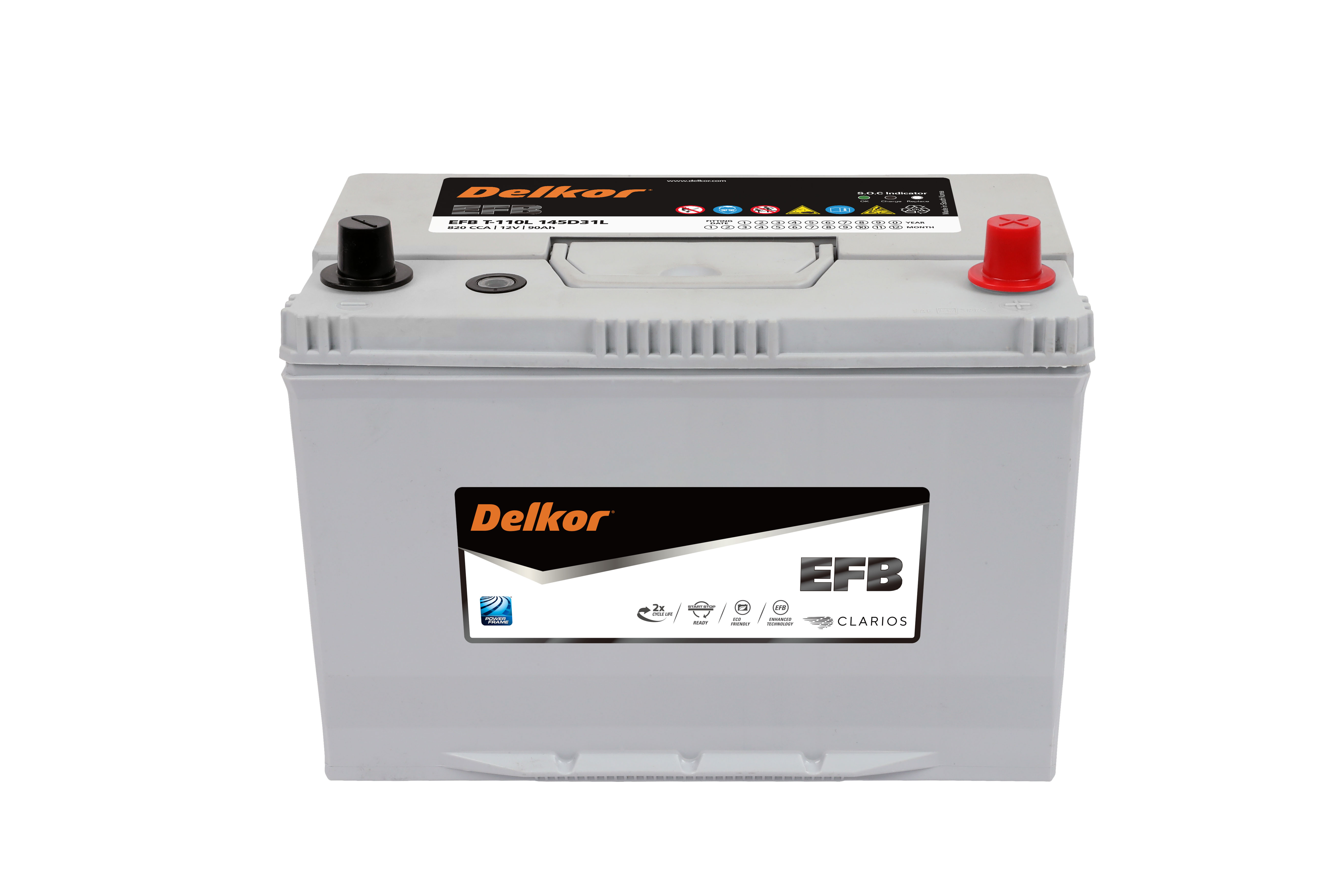 แบตเตอรี่ Delkor EFB T110L (EFB-Enhanced Flooded Battery Type) 12V 90Ah